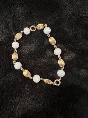 Vintage "HG" 12 KT Yellow Gold Filled Beaded Cultured Pearl BRACELET 8"